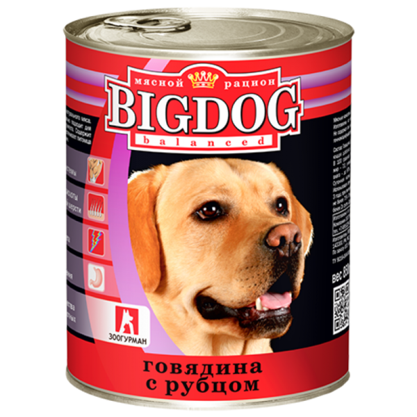 Корм для собак Зоогурман Big Dog говядина, рубец 850г