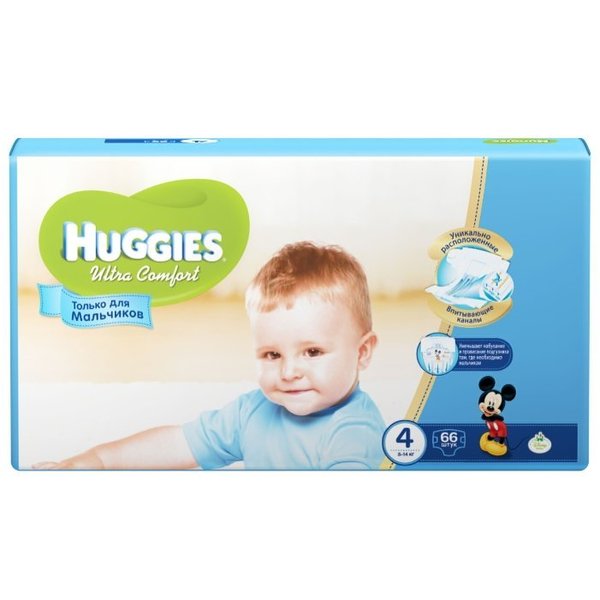 Huggies подгузники Ultra Comfort для мальчиков 4 (8-14 кг) 66 шт.