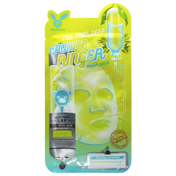 Elizavecca Успокаивающая тканевая маска с экстрактом чайного дерева Tea Tree Deep Power Ringer Mask Pack