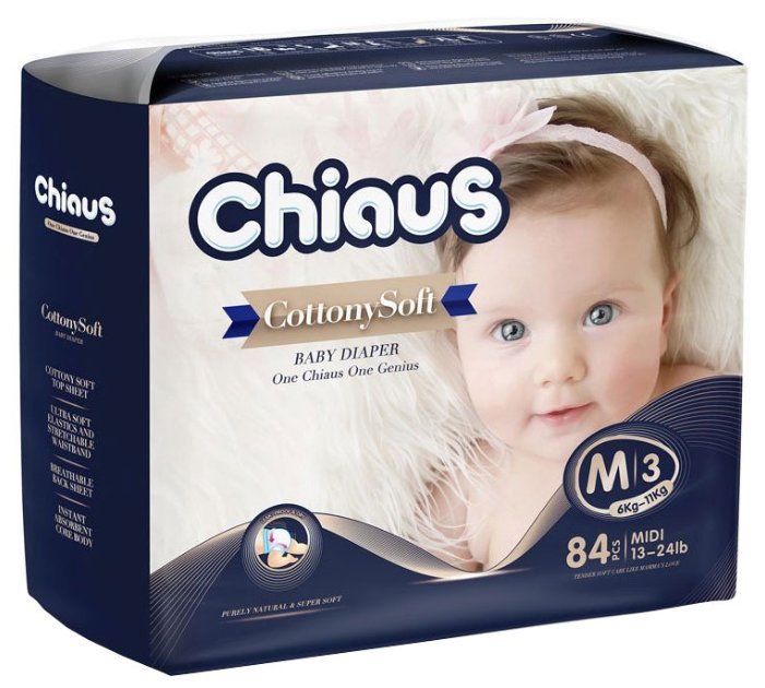 Chiaus подгузники Cottony Soft M (6-11 кг) 84 шт.
