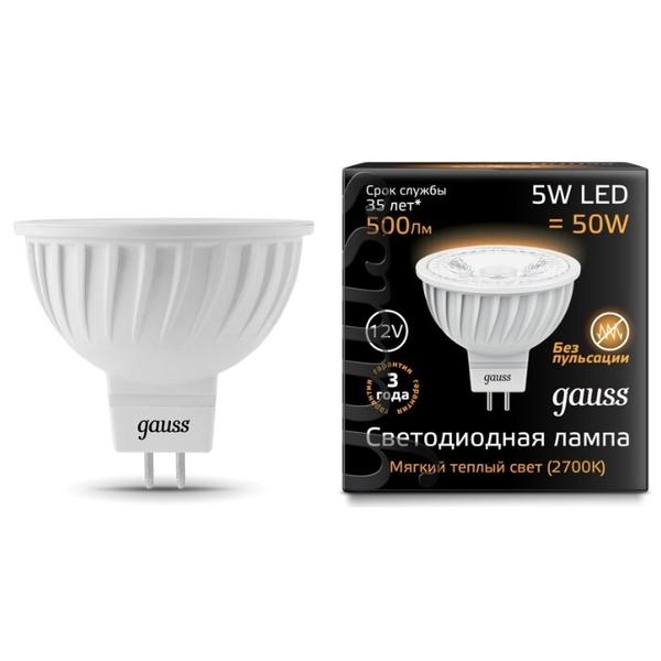 Лампа светодиодная gauss 201505105, GU5.3, MR16, 5Вт