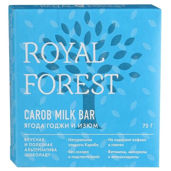 Шоколад ROYAL FOREST Carob Milk Bar молочный из кэроба с ягодой годжи и изюмом