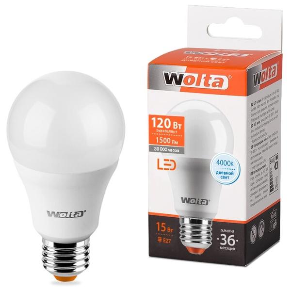Лампа светодиодная Wolta 25S, E27, A60, 15Вт