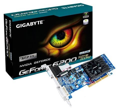 GIGABYTE GeForce 6200 350Mhz AGP 512Mb 600Mhz 64 bit DVI