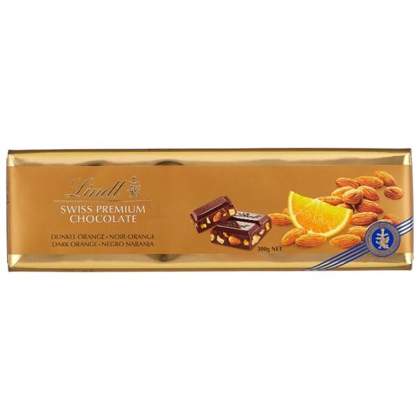 Шоколад Lindt Swiss premium темный с апельсином и миндалем