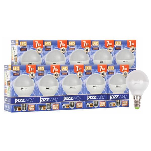 Упаковка светодиодных ламп 10 шт jazzway PLED-SP 530Lm, E14, G45, 7Вт