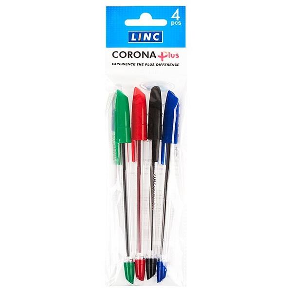 Linc Набор шариковых ручек Corona Plus 4 цвета, 0.7 мм