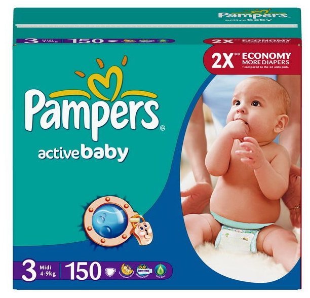 Pampers подгузники Active Baby 3 (4-9 кг) 150 шт.