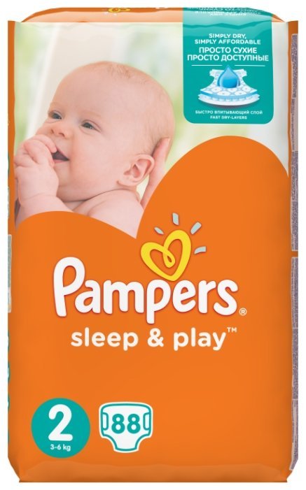 Pampers подгузники Sleep&Play 2 (3-6 кг) 88 шт.