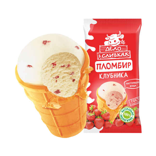 Мороженое Дело в сливках пломбир Клубника 70 г