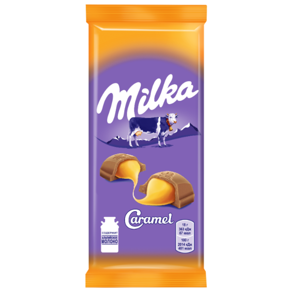 Шоколад Milka Caramel молочный с карамельной начинкой