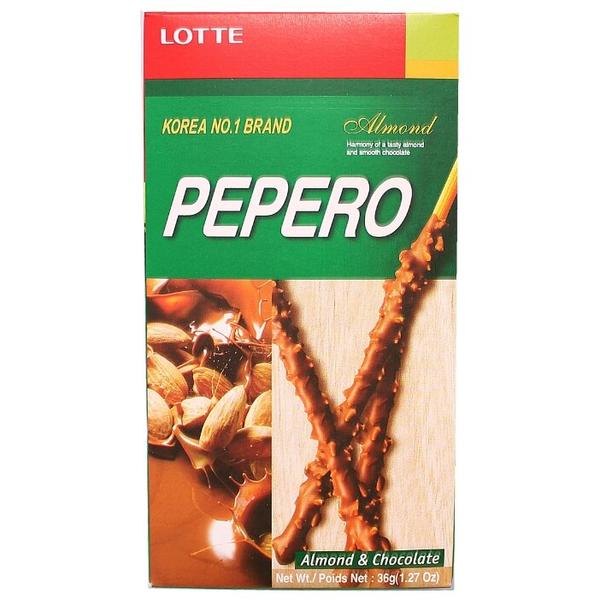 Соломка в шоколадной глазури с миндалем Almond Pepero Lotte 36 г
