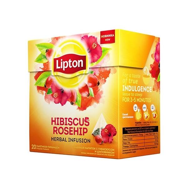 Чайный напиток красный Lipton Hibiscus Rosehip в пирамидках