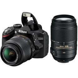 Nikon D3200 kit (24.2Mp, AF-S DX 18-55mm f/3.5-5.6G VR II + AF-S DX 55-300mm f/4.5-5.6G ED VR, 1080p, SD, Набор с объективом EN-EL14) (черный)