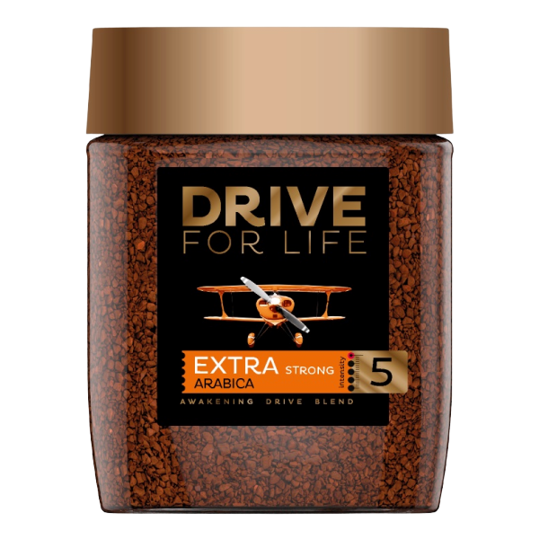 Кофе растворимый DRIVE for LIFE Extra Strong, стеклянная банка