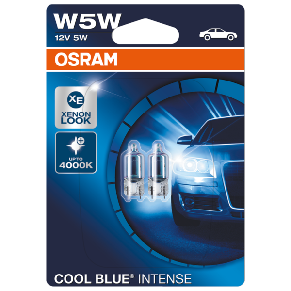 Лампа автомобильная галогенная Osram COOL BLUE INTENSE W5W 2825HCBI-02B 12V 5W