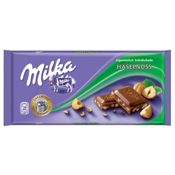 Шоколад Milka Haselnuss молочный c дробленым фундуком