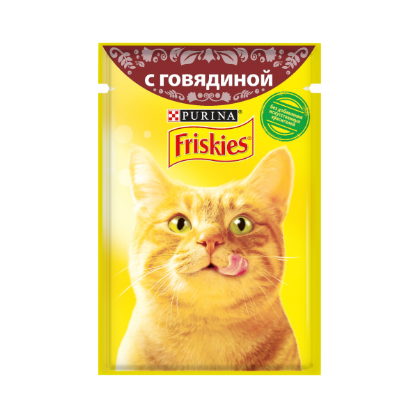Корм для кошек Friskies с говядиной 85 г (кусочки в соусе)