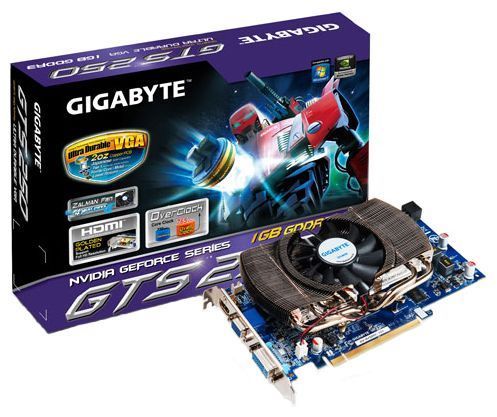 GIGABYTE GeForce GTS 250 765Mhz PCI-E 2.0 1024Mb 2200Mhz 256 bit DVI HDMI HDCP