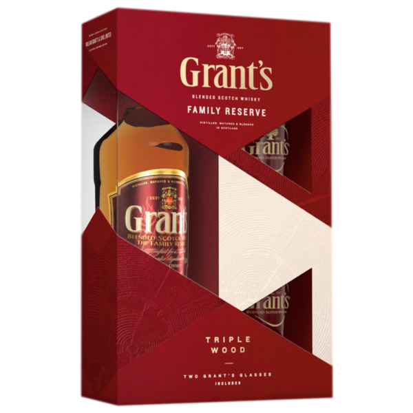 Виски Grant's Family Reserve в п/у, 0,75 л + 2 стакана