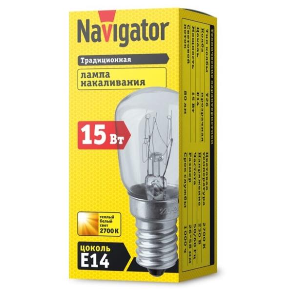 Лампа накаливания для бытовой техники Navigator 61203, E14, T26, 15Вт