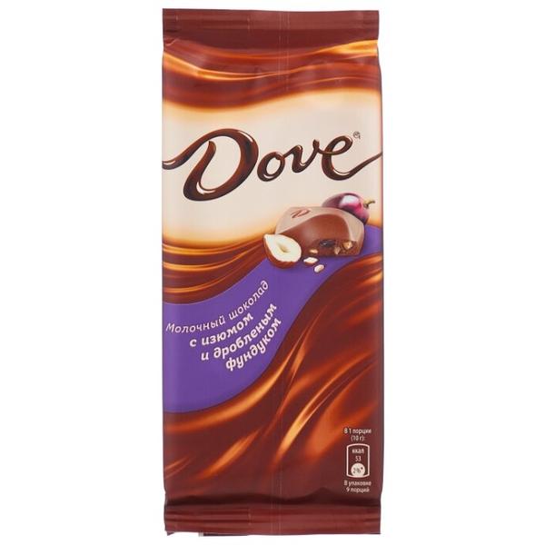 Шоколад Dove молочный с изюмом и дроблёным фундуком