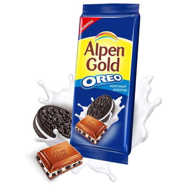 Шоколад Alpen Gold Oreo молочный с дробленым печеньем "Орео"