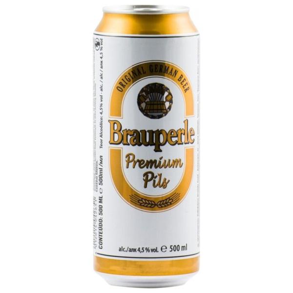 Пиво Brauperle Premium Pils, in can, 0.5 л
