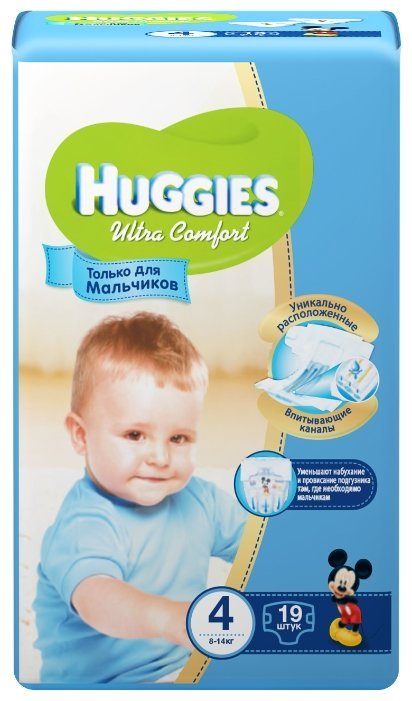 Huggies подгузники Ultra Comfort для мальчиков 4 (8-14 кг) 19 шт.
