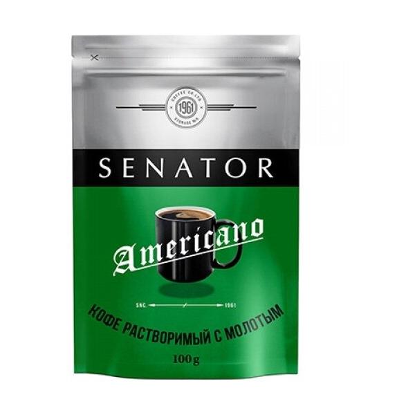 Кофе растворимый Senator Americano сублимированный с добавлением кофе жареного молотого, пакет
