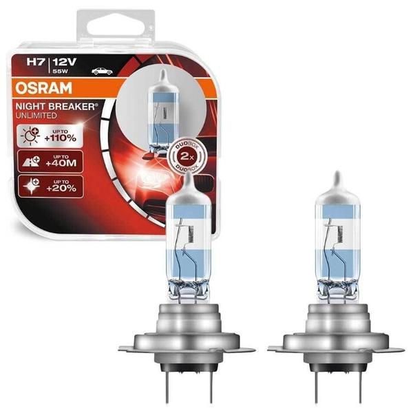 Лампа автомобильная галогенная Osram NIGHT BREAKER UNLIMITED H7 64210NBU-HCB 12V 55W 2 шт.