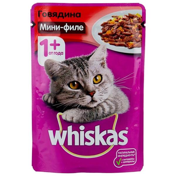 Корм для кошек Whiskas с говядиной 85 г (мини-филе)