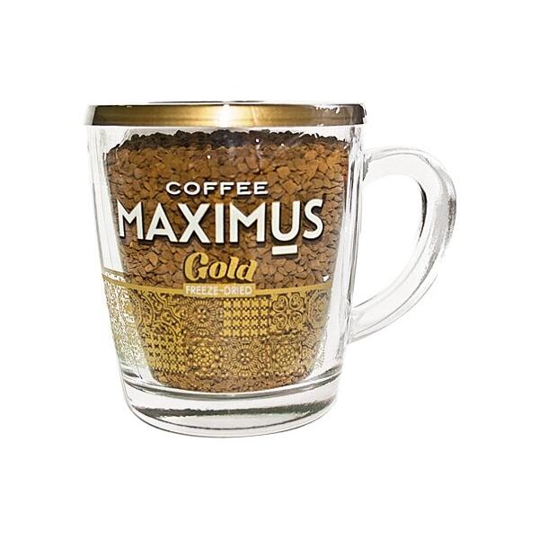 Кофе растворимый Maximus Gold сублимированный, стеклянная кружка