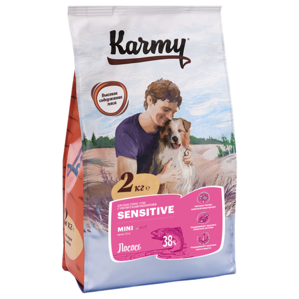 Корм для собак Karmy для здоровья кожи и шерсти, лосось (для мелких пород)