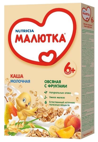 Малютка (Nutricia) Молочная овсяная с фруктами (с 6 месяцев) 220 г