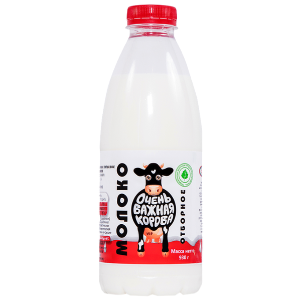 Молоко Очень важная корова отборное пастеризованное 6%, 0.93 кг
