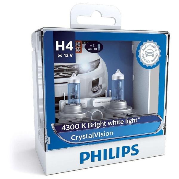 Лампа автомобильная галогенная Philips Crystal Vision 12342CVSM H4/W5W 2 шт.