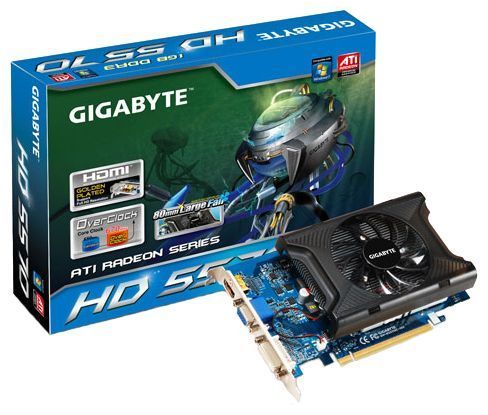 GIGABYTE Radeon HD 5570 670Mhz PCI-E 2.1 1024Mb 1600Mhz 128 bit DVI HDMI HDCP