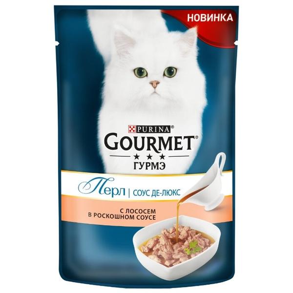 Корм для кошек Gourmet Перл соус де-люкс с лососем 85 г (кусочки в соусе)