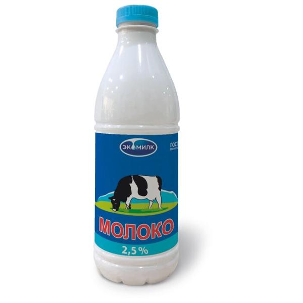 Молоко Экомилк пастеризованное 2.5%, 0.93 л
