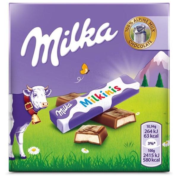 Шоколад Milka Milkinis молочный с молочной начинкой порционный