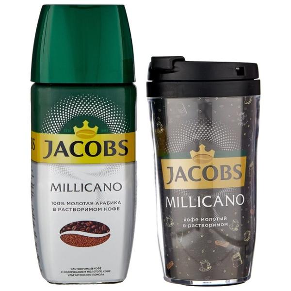 Кофе растворимый Jacobs Monarch Millicano с молотым, подарочный набор с термостаканом
