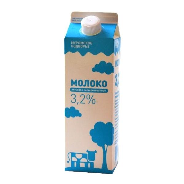 Молоко Муромское подворье пастеризованное 3.2%, 0.87 л