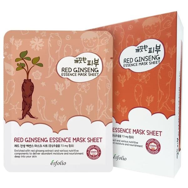 Esfolio Маска тканевая с красным женьшенем Skin Red Ginseng Essence Mask Sheet