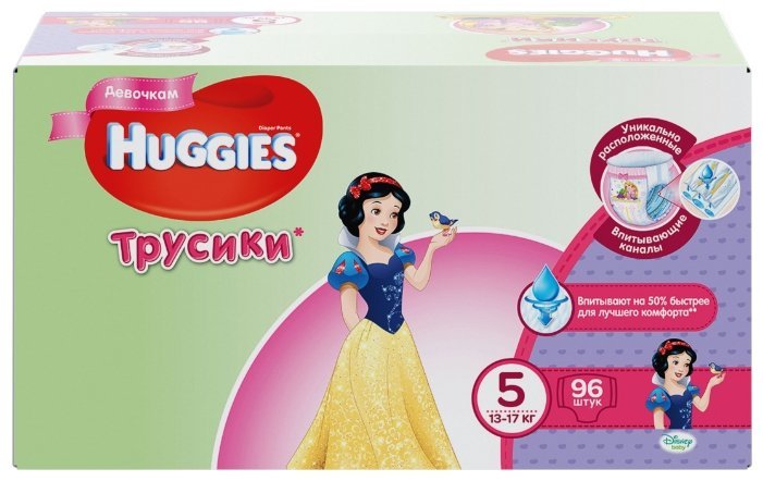 Huggies трусики для девочек 5 (13-17 кг) 96 шт.