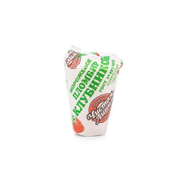 Мороженое Чистая Линия пломбир с кусочками клубники, 80 г