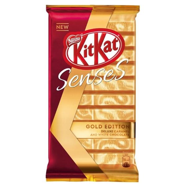 Шоколад KitKat Senses Gold Edition Deluxe Caramel and White Chocolate белый и молочный с вафлей
