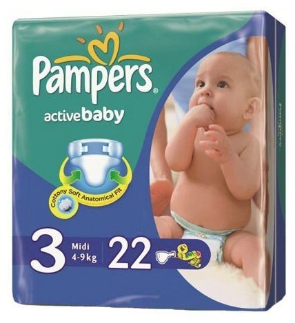 Pampers подгузники Active Baby 3 (4-9 кг) 22 шт.