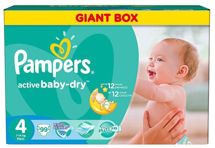 Pampers подгузники Active Baby-Dry 4 (7-14 кг) 99 шт.
