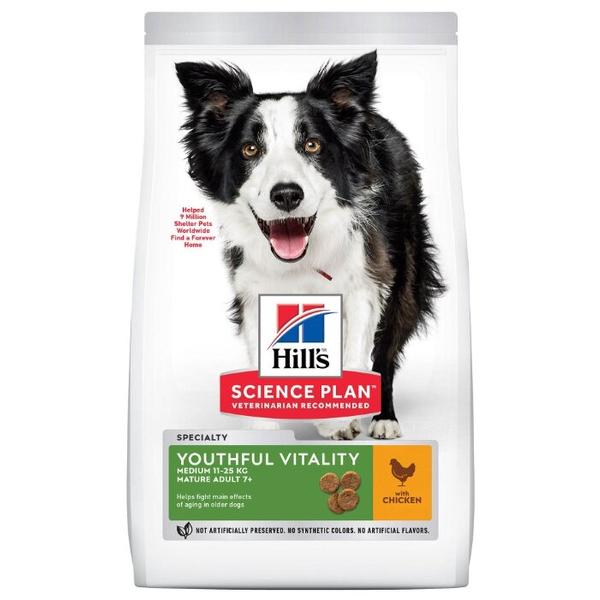 Корм для пожилых собак Hill's Science Plan для здоровья кожи и шерсти, курица с рисом (для средних пород)